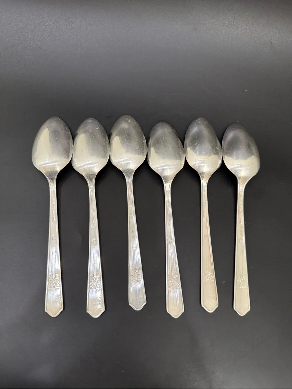6pc Vintage ONEIDA Simeon & George Rogers Co. Silver Rose Silver-plate Spoons